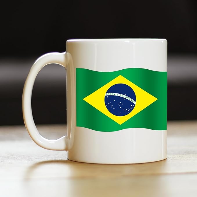 Brazil Flag Coffee Mug - Brazil Souvenirs and Brazilian Gifts for Women and Men - 11oz White Ceramic