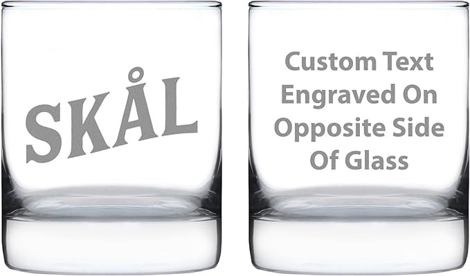 Custom Skal - Norwegian Cheers - Personalized Whiskey Rocks Glass - Fun Norway Themed Gifts or Party Decor for Women and Men - 10.25 Oz