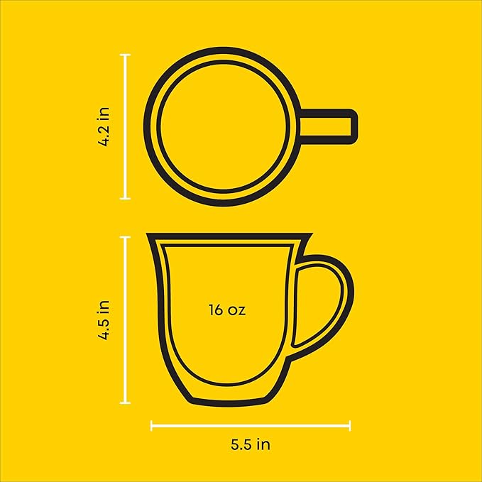 JoyJolt Serene Double Walled Insulated Glasses Coffee Mug (Set of 2) 13.5 Ounces