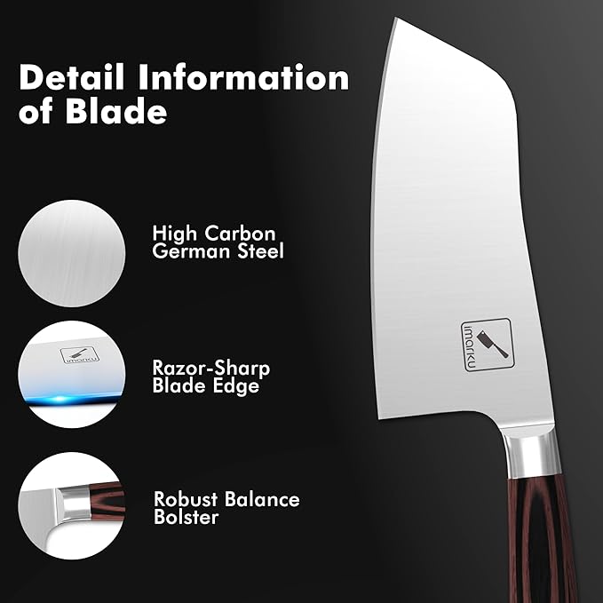imarku 7 Inch Meat Cleaver Knife,Japanese SUS440A High Carbon Stainless Steel Butcher Knife with Ergonomic Handle,Ultra Sharp Vegetable Kitchen Knife for Home,Birthday Gifts for Men and Women