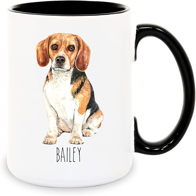 Beagle Custom Coffee Mugs with Name for Dog Mom Dad - Personalized Gifts for Best Friends - Grandma Grandpa Present (Beagle)