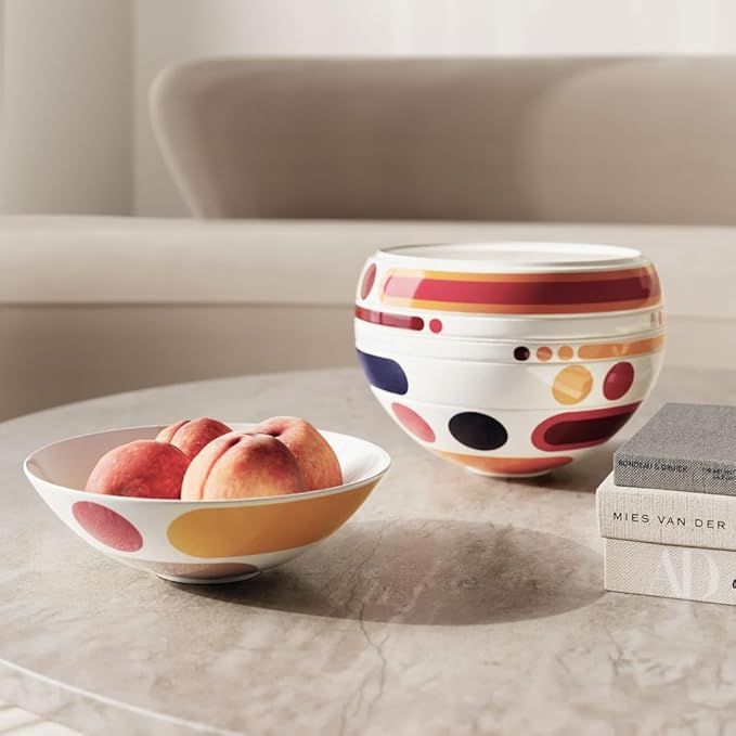 Villeroy & Boch Iconic Collection La Boule Miami, 7-Piece Dinnerware Set for 2, Premium Porcelain, Made in Germany, Dishwasher Safe, 9.5 x 9 in, Multi-colored