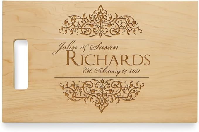 Personalized Wood Cutting Board Engraved with Family Name and Established Date | Perfect Customized Wedding Gifts For Couples Housewarming Gift or Mothers Day Gifts