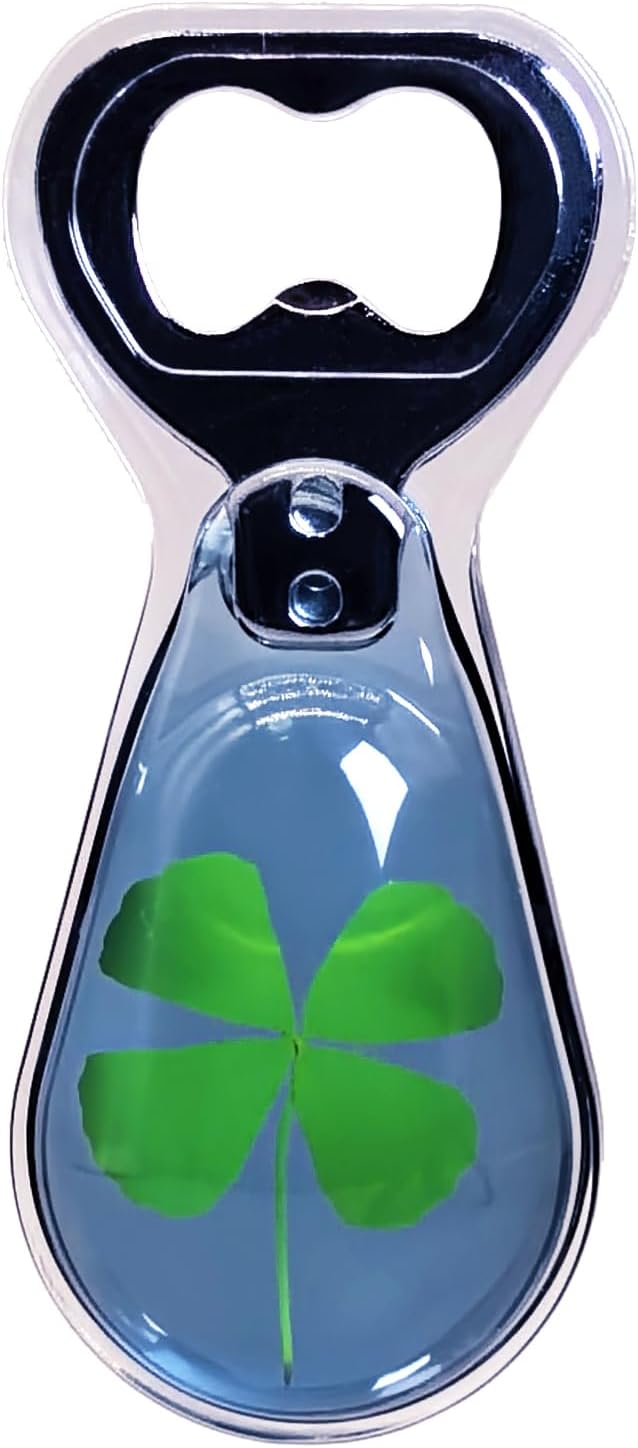 4-leaf Clover Resin Art Bottle Opener – Four Leaf Clover, Clear Grey, 1 PCS, Lucky Charm & Good Luck Gift, St Patrick’s Day Decor, St Patrick’s Day Gift, Clover Resin Bar Tool