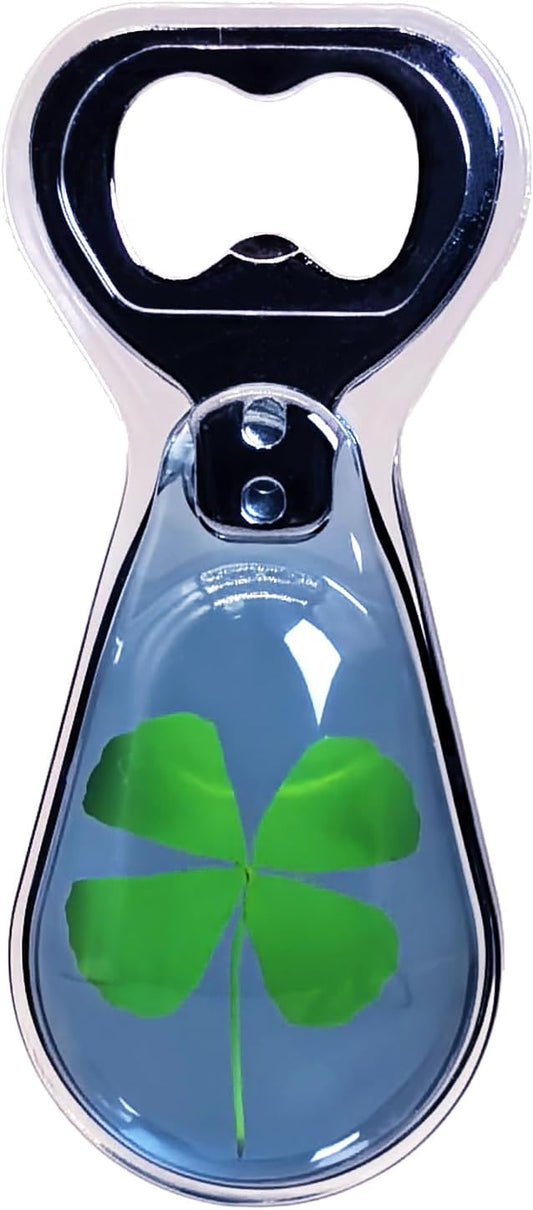 4-leaf Clover Resin Art Bottle Opener – Four Leaf Clover, Clear Grey, 1 PCS, Lucky Charm & Good Luck Gift, St Patrick’s Day Decor, St Patrick’s Day Gift, Clover Resin Bar Tool