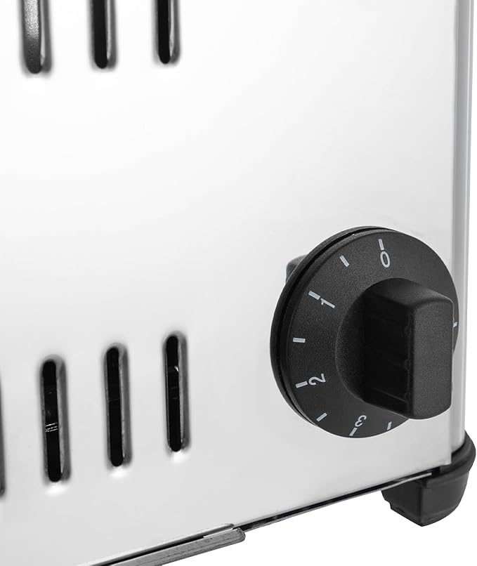 4 Slice Toaster, Stainless Steel, 1650W, Time Adjustable, Even Heating and Fast Cooking, Bread, Sandwiches, Meatloaf, Silver