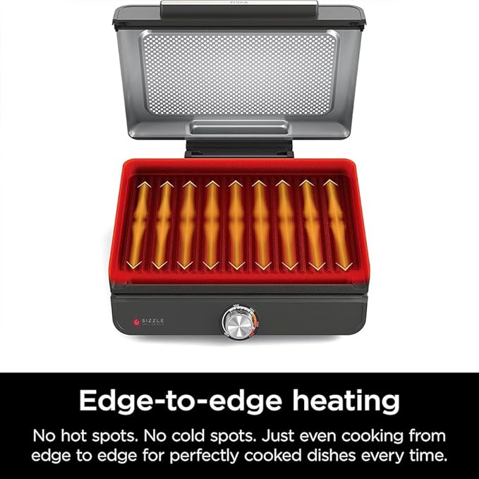 Ninja GR101 Sizzle Smokeless Indoor Grill & Griddle (Renewed) Bundle with 2 YR CPS Enhanced Protection Pack