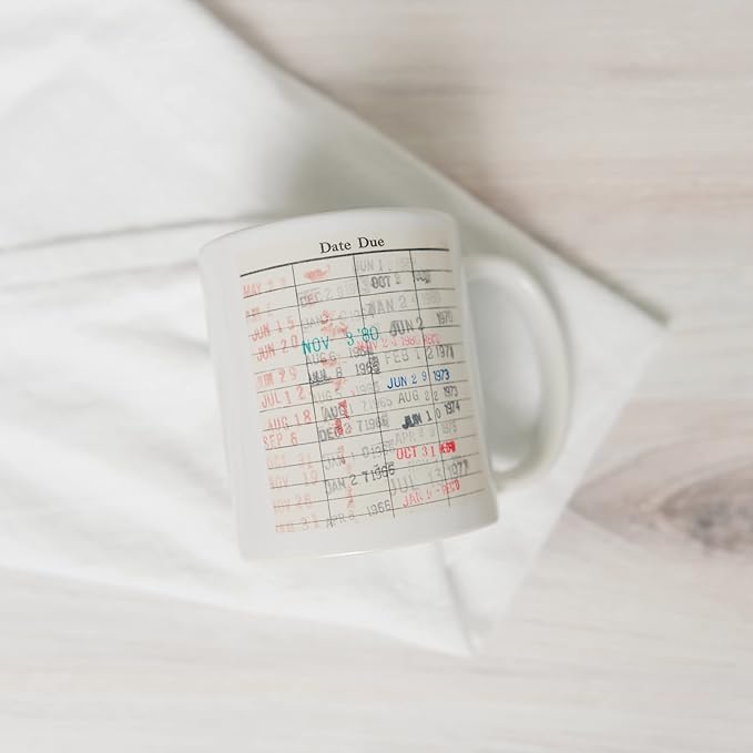Joyful Moose Library Due Date Card Coffee Mug - Gift for readers, librarians