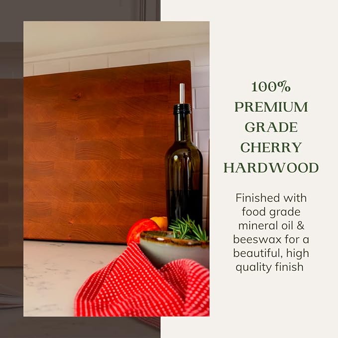 The Boardsmith Cherry Sidekick End Grain Cutting Board - Cherry Wood - 9" x 12" - Cherry Brown