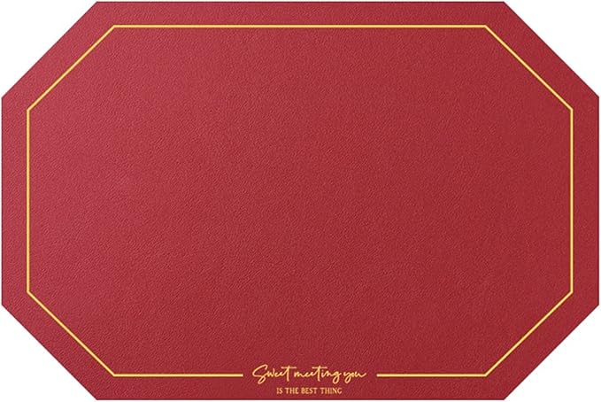 Elegant Octagon PU Table Placemats Pack of 1/4/6/10 Kitchen Dining Table Mat Non-Slip Countertop Protector Pads Taupe(Octagon red,45x30cm 4pcs)