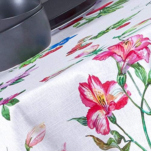 Maison d' Hermine Table Cloth Round Table 100% Cotton 63 Round Inches Tablecloth Reusable Decorative for Dining Room Farmhouse Home Valentines Day Decorations Spring Summer - Giverny