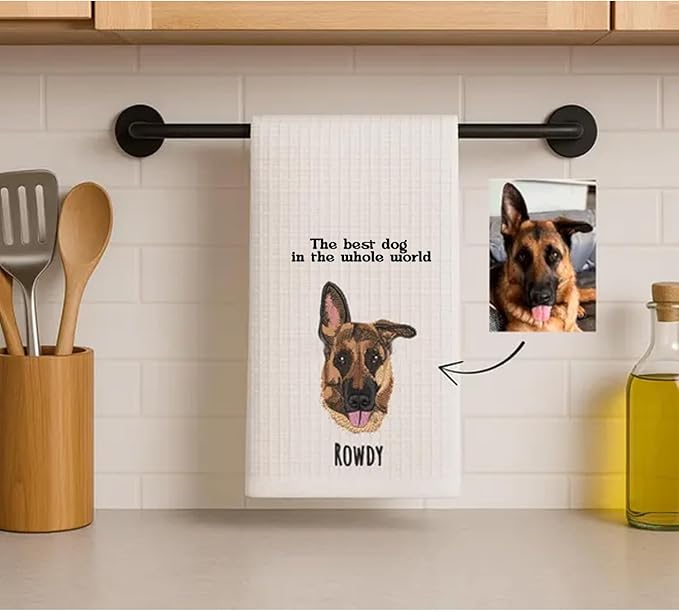Custom Dog Kitchen Towel Adorable Decorative Towel Featuring Your Dog's Photo and Name The for Dog Lovers