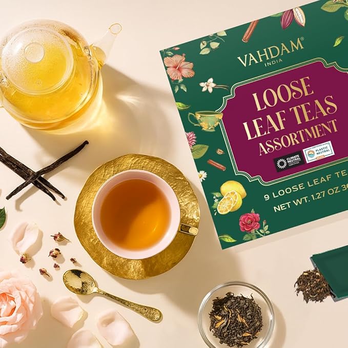 VAHDAM Top 9 Exotic Loose Leaf Herbal Tea Sampler (18+ cups) | Floral & Fruity Blends with Delicious Taste | Hot & Iced | Perfect for Gifting & Regular Consumption