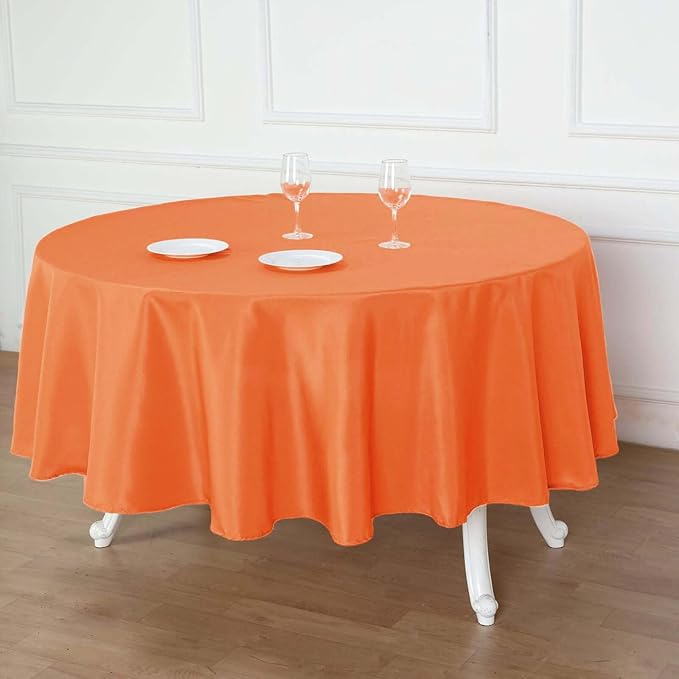 Efavormart Round Tablecloth, 90 Inch Stain & Wrinkle Resistant Washable Table Cloth, Decorative Polyester Fabric Table Cover for Banquet, Wedding, Dining- Orange