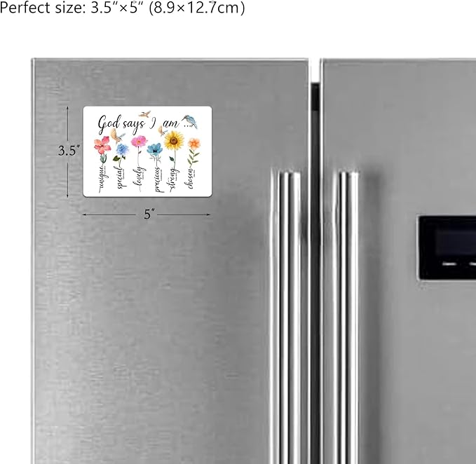 God Says I Am Bible Verse Affirmations Acrylic Fridge Magnet, Positive Christian Scripture Gift for Christian Home or Kid's Décor, 3.5"×5" Christian Bible Verse Sublimation Design