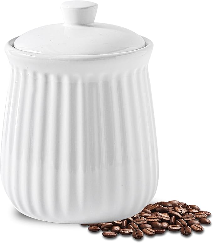 HASENSE Kitchen Storage Containers, 35 oz Kitchen Canister with Airtight Lids, Cookie Candy Jar for Coffee Beans, Tea-leave, Sugar, Salt, Flour, Spice, Coffee Container, Housewarming Gift, White