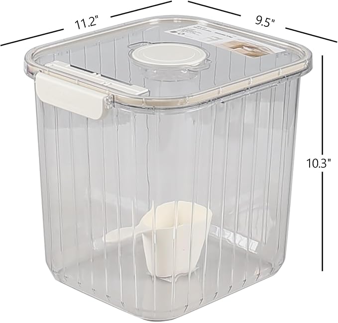 22 Lbs Airtight Rice Cereal Storage Container, 1 Pack Clear Plastic Food Storage Container Bin