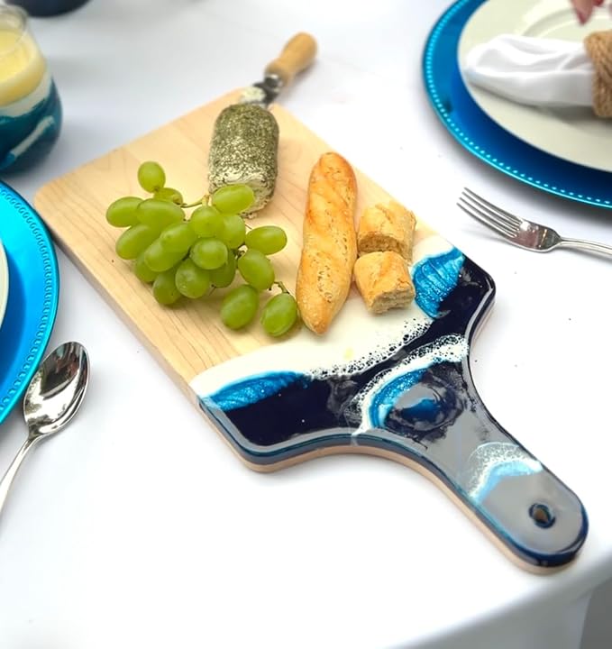 Ocean Beach Theme Wood Cutting Board with handle or Cheese Serving Board Party Tray Coastal Decor, Charcuterie board