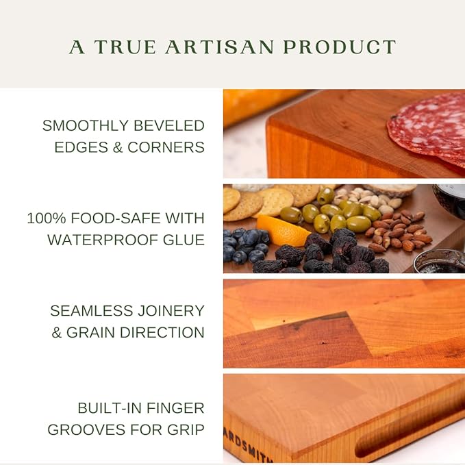 The Boardsmith Cherry Sidekick End Grain Cutting Board - Cherry Wood - 9" x 12" - Cherry Brown