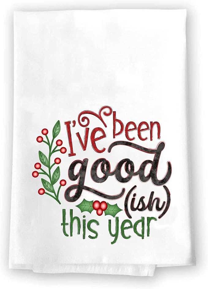 Christmas Decor | Decorative Kitchen and Bath Hand Towels | It's Beginning To Cost A Lot | XMAS Winter Novelty | White Towel Home Holiday Decorations | Gift Present (I've Been Goodish)