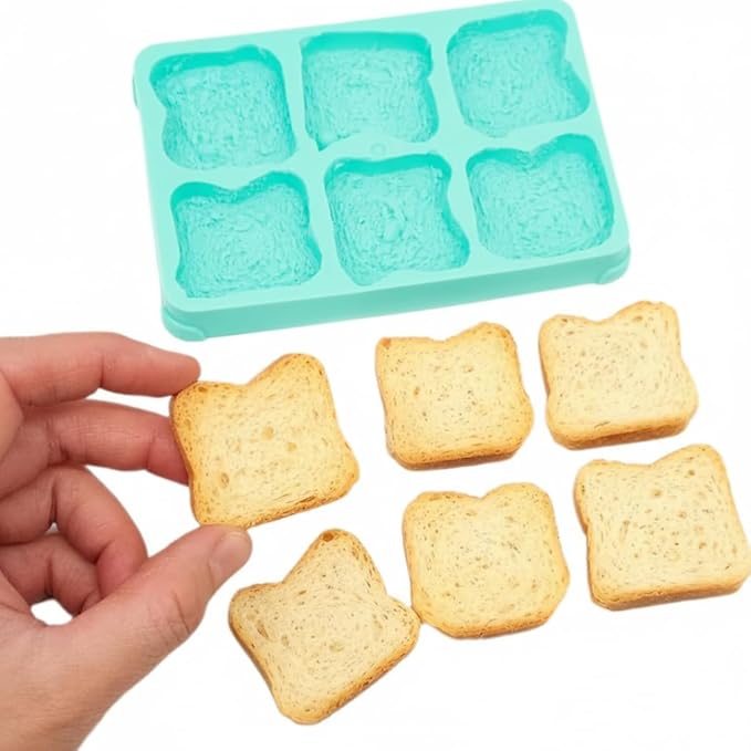 Bread toast miniature cookie pastry Bread toast Mold 6 cavity mold wax melts mold Soap mold Candle making mold NS003