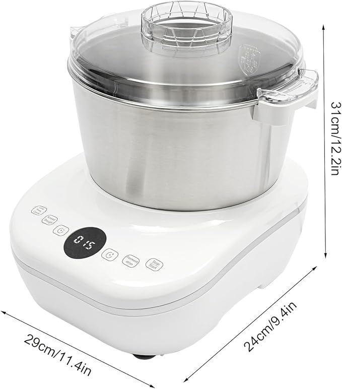 5L Electric Dough Maker, Kitchen Flour Kneading Machine with 304 Stainless Steel, lectric Dough Maker with Ferment Function for Pizza,Bread, Toast, Noodlle, and Dumplings (White)