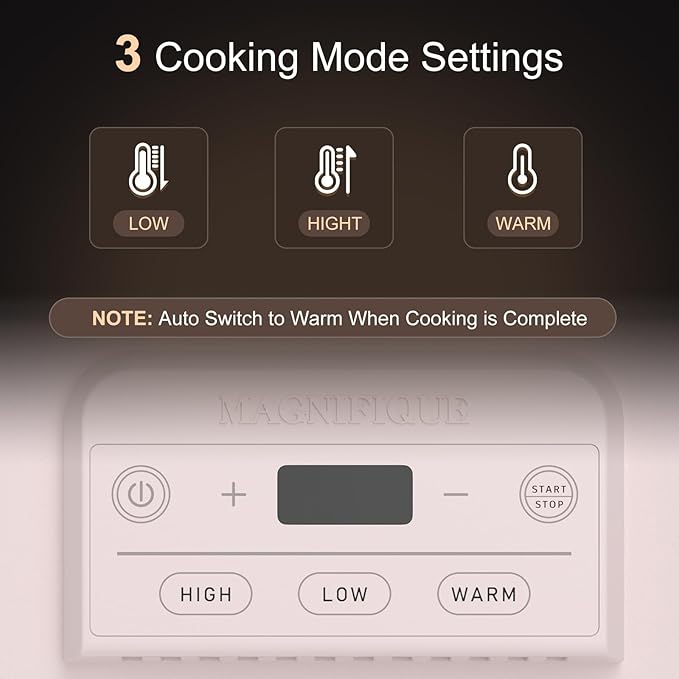 4 Quart Casserole Programmable Slow Cooker with Ceramic Baking Dish - Perfect Kitchen Small Appliance for Family Dinners, Oven Safe and Durable Bakeware for Lasagna, Roasts (Pink)