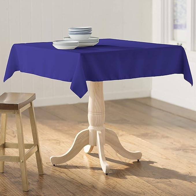 LA Linen Polyester Poplin Washable Square Tablecloth, Stain and Wrinkle Resistant Table Cover 58x58, Fabric Table Cloth for Dinning, Kitchen, Party, Holiday 58 by 58-Inch, Royal Blue