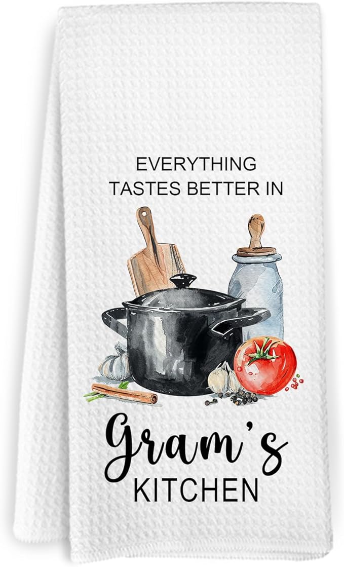 Gram Gifts Kitchen Towels, Gram Gift for Grandma, Mothers Day Birthday Gifts for Grandma Grandmother, Grandmas Decorative Dish Hand Tea Towels for Kitchen Decor, 16x24 Inch