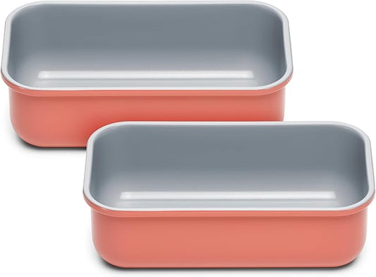 Caraway Non-Stick Ceramic 1 lb Loaf Pan Duo - Naturally Slick Ceramic Coating - Non-Toxic, PTFE & PFOA Free - Perfect for Pound Cakes, Breads, & More - Perracotta