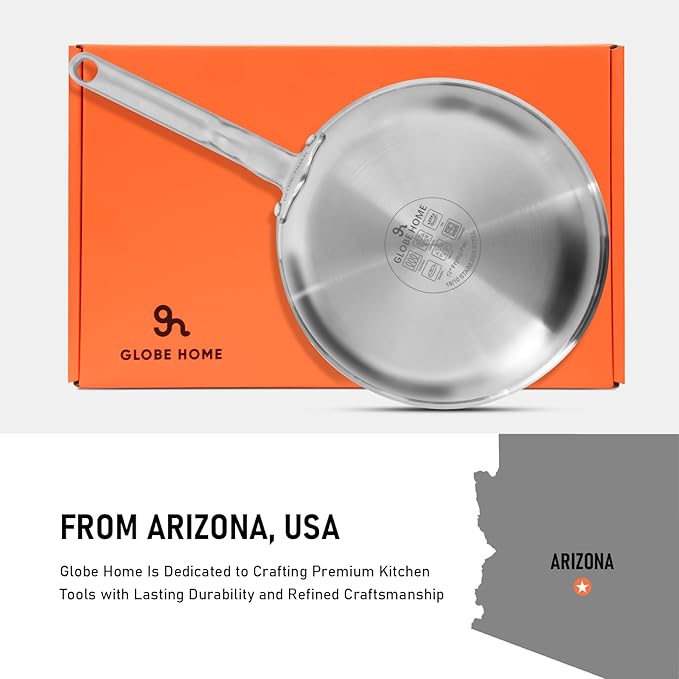 5 Ply Ceramic Non Stick Frying Pans - 12 Inch Stainless Clad Nonstick Skillet, Toxic, PTFE & PFOA FREE, Professional Cookware for Induction, All Stoves and Oven up to 650°F