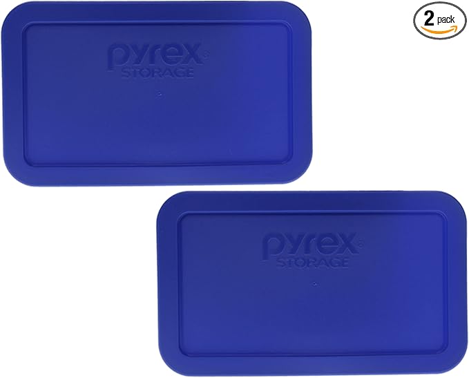 Pyrex 7214-PC 4.8 Cup Cadet Blue Food Storage Replacement Lid (2-Pack) - Made in USA