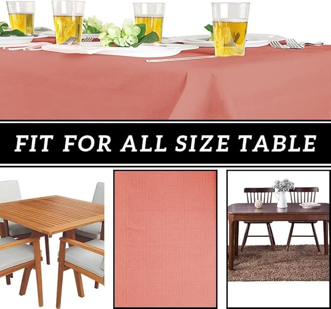 PARTY BARGAINS Disposable Table Covers, 54 x 108 Inch, Red, 3-Ply Paper & Plastic Spill-Resistant Party Tablecloths, 1 Pack