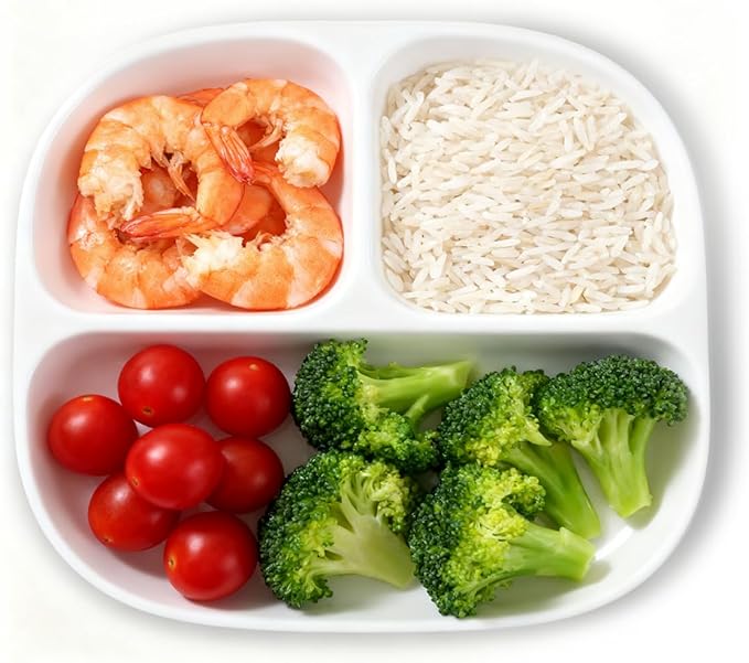 Portion Control Plate - Fine Bone China Porcelain Divided Plates for Adults, Children, Healthy Diet