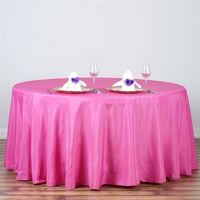 Efavormart 120" Wholesale Round Tablecloth Polyester Round Table Linens for Wedding Party Banquet Restaurant - Fushia
