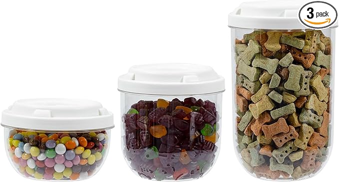 FABROK 3 Pack Candy Storage Organizer with Lid, Plastic Cookie Storage Jar for desk, Clear Plastic Container Canister for Laundry, Kitchen, Bathroom