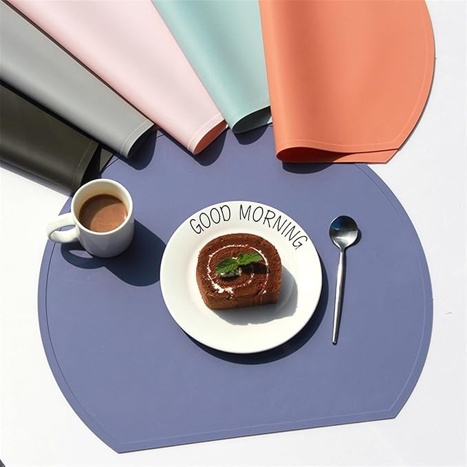 Food Grade Silicone Placemats for Dining Coaster Table Runner Place Mat Tableware Pad in Kitchen Accessories Cup Wine(Rubber Pink)
