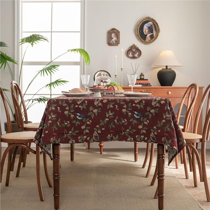 Rectangular Tablecloth Jacquard Geometric Ethnic Style Tablecloth Thick Tablecloth Suitable for Restaurant Camping(Style11,140 * 140cm)