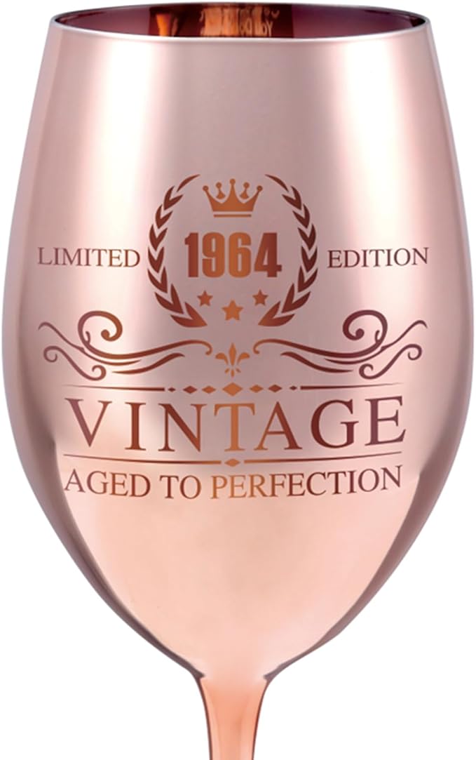 Vintage 1964 Wine Glass - 60th birthday gifts for women - Turning 60 Year Old Birthday Decorations - For Friends, Daughter, Sister Mom