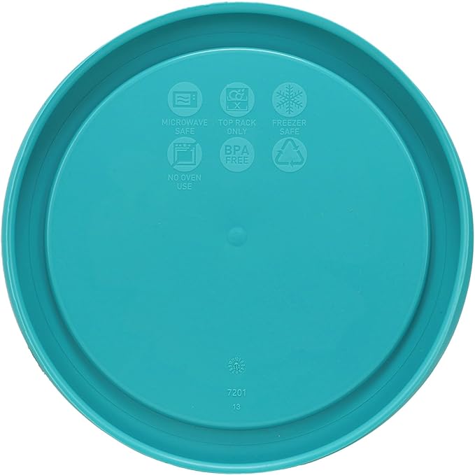 Pyrex 7201-PC Turquoise Round 4-Cup Plastic Food Storage Lid - Original Genuine Pyrex Lids -Made in the USA - 2 Pack