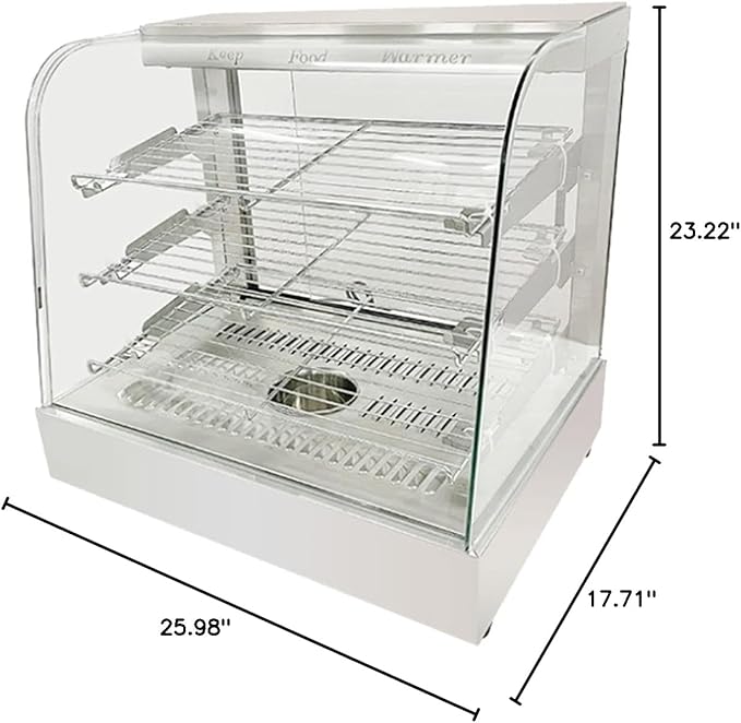 Countertop 26" Food Warmer Display Case 3 Shelf Hot Warming Showcase with Back Sliding Door and Water Tray,Black (26"(Silver))