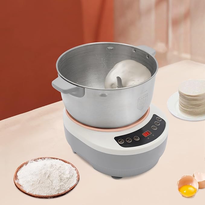 5L Electric Dough Maker with Ferment Function, 304 Stainless Steel Dough Mixer Machine, 200W Kneader for Pizza/Bread, Commercial & Home Use (Silver)