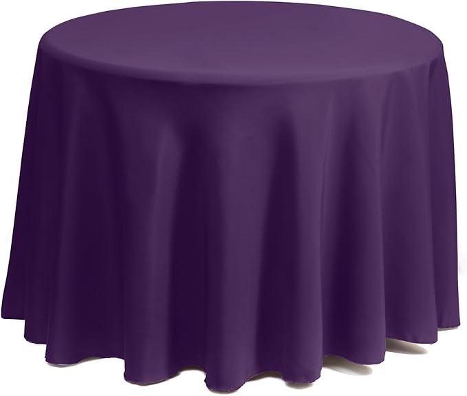 Gee Di Moda Round Tablecloth - 108 Inch Purple Round Table Cloth for 48 to 72 Inch Round Tables - Heavy Duty Washable Fabric - for Buffet Table, Holiday Party, Dinner, Wedding & Baby Shower