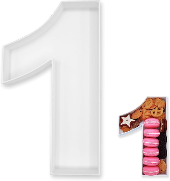 10" Reusable Plastic Box Form Tray Display for Treats, Charcuterie, Cake Pop, Candy, Charcuterie Box, Custom Charcuterie Letters Fillable - Reusable Letter Box - (White Plastic, 1)