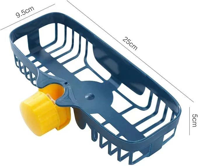 Adjustable Kitchen Sink Drain Rack Sponge Storage Faucet Holder Soap Drainer Shelf Basket Organizer Bathroom Accessories(Long-Blue)