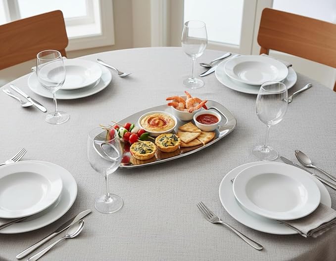 Nambé Handled Serving Tray – Rectangular Plank Design with Curved Sides to Prevent Drips – Modern Alloy Serveware for Dining, Entertaining & Decorative Display – Crafted from Signature Metal (Silver)