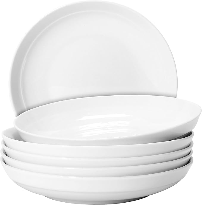 QUANSHANGJUSet of 6 Dinner Plates 8 Inch, White Porcelain Plates, Microwave Oven Dishwasher Safe Scratch Resistant