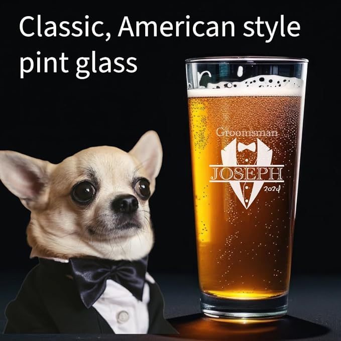 Personalized Laser Engraved Pint Glass - Custom Text & Designs - Unique Gift for Birthdays, Weddings, & More