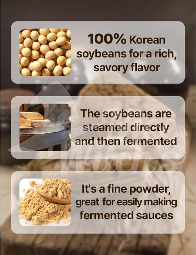 NICE WITCH'S Korean Traditional Fermented Soybeans Powder 500g / 1.1lb - 100% Korean Soybean Meju Powder/개량 메주 가루, 고추장