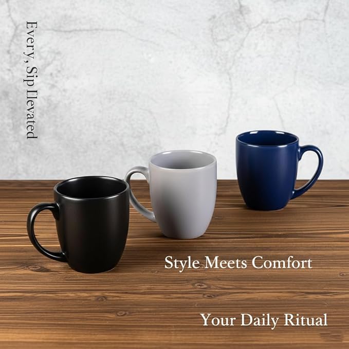 GBhome 12oz Coffee Mugs Set of 6,Ceramic Coffee Mugs for Man, Woman, Dad, Mom, Modern Coffee Mugs Set with handle for Tea/Latte/Cappuccino/Milk/Cocoa. Dishwasher&Microwave Safe,Multi-Color